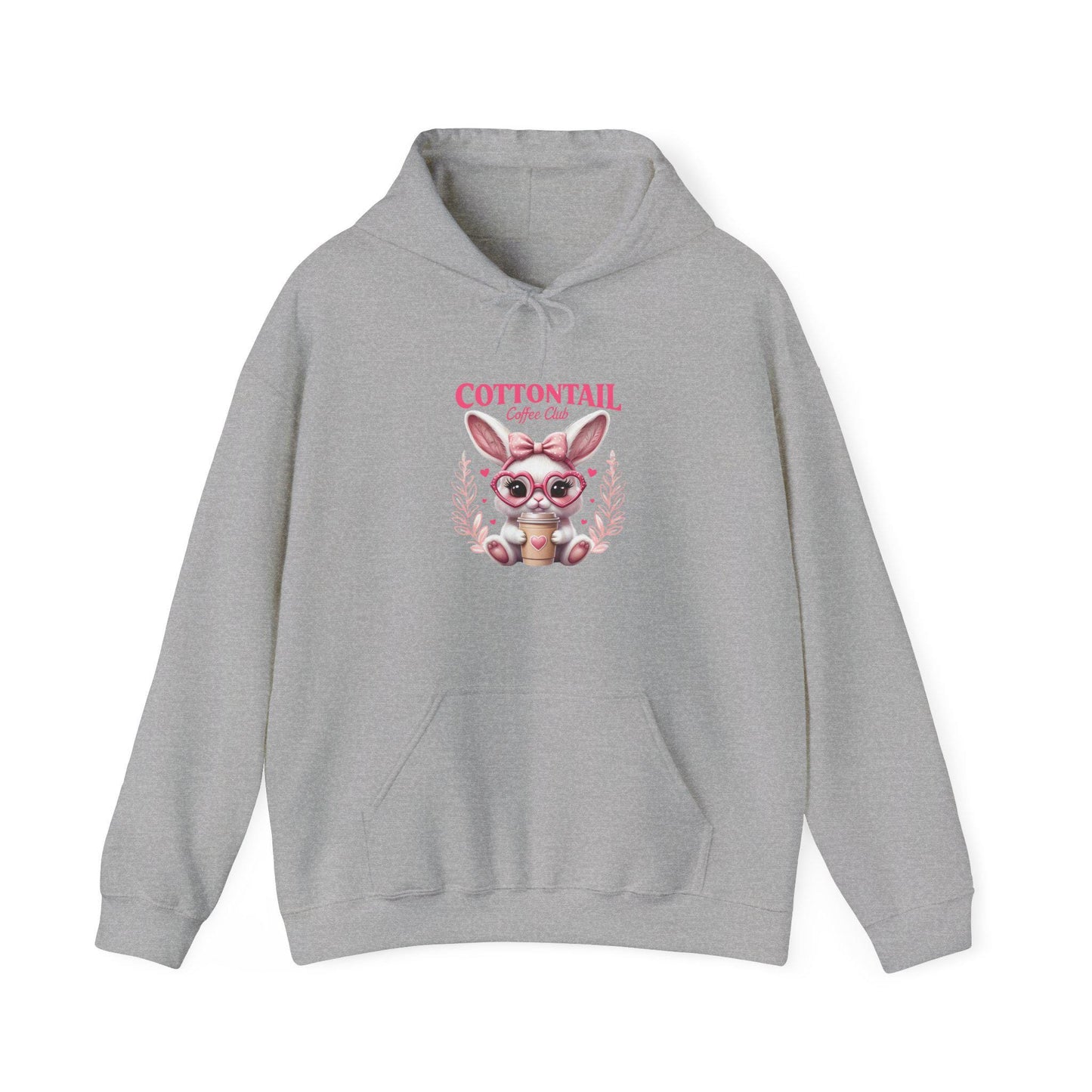 Cottontail Coffee Club Hoodie, Cozy Bunny Sweatshirt for Spring, Easter Gift, Cute Animal Apparel, Unisex Pullover