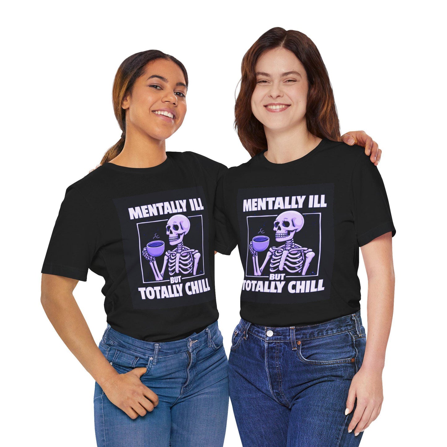 Skeleton Graphic Tee, Mental Health Awareness, Unisex Chill T-Shirt, Casual Wear, Gift for Friends, Halloween Top