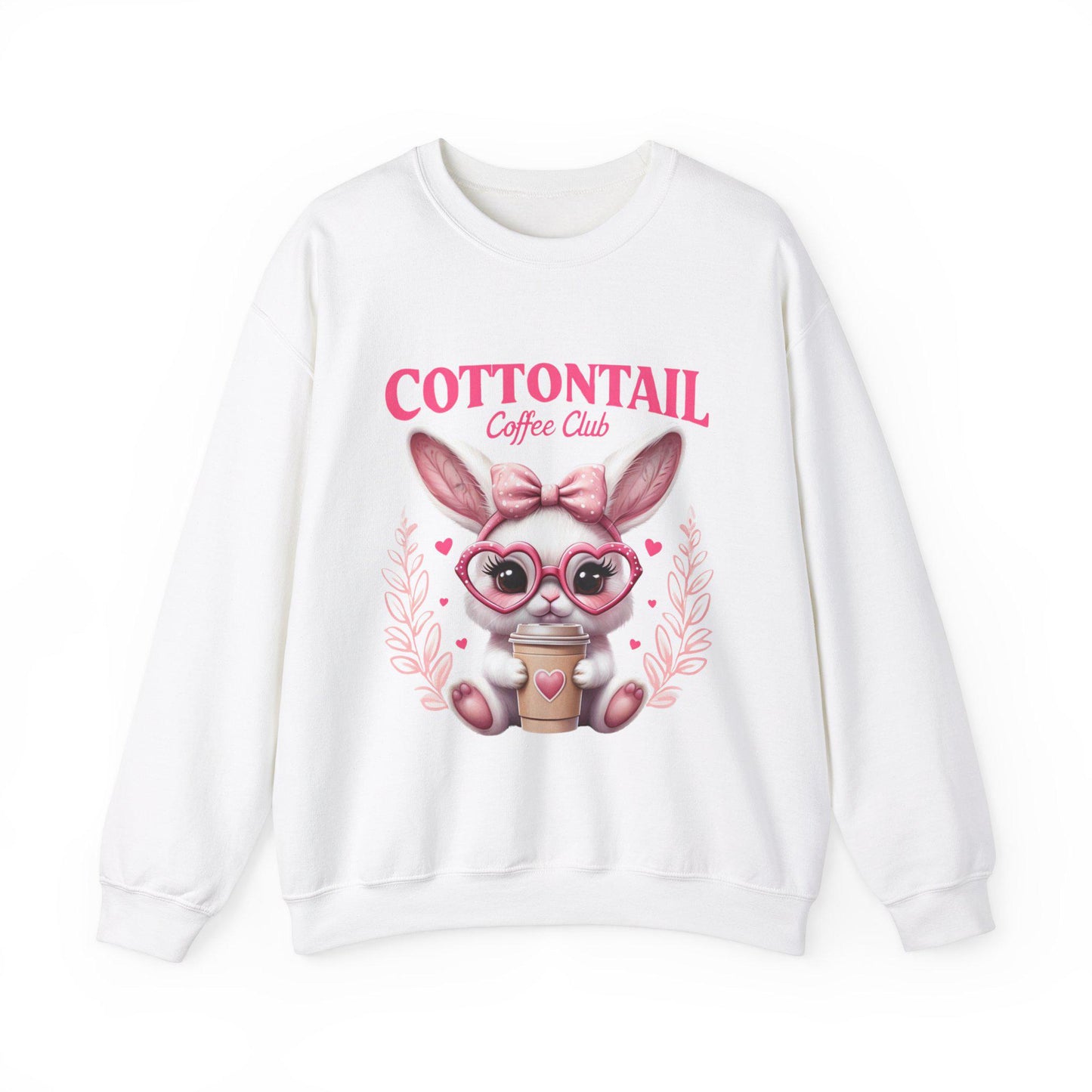 Cute Cottontail Coffee Club Sweatshirt, Easter Apparel, Bunny Lover Gift, Spring Fashion, Cozy Casual Wear, Cute Animal Design
