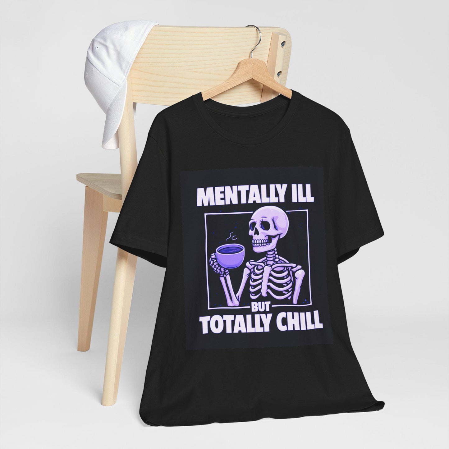 Skeleton Graphic Tee, Mental Health Awareness, Unisex Chill T-Shirt, Casual Wear, Gift for Friends, Halloween Top