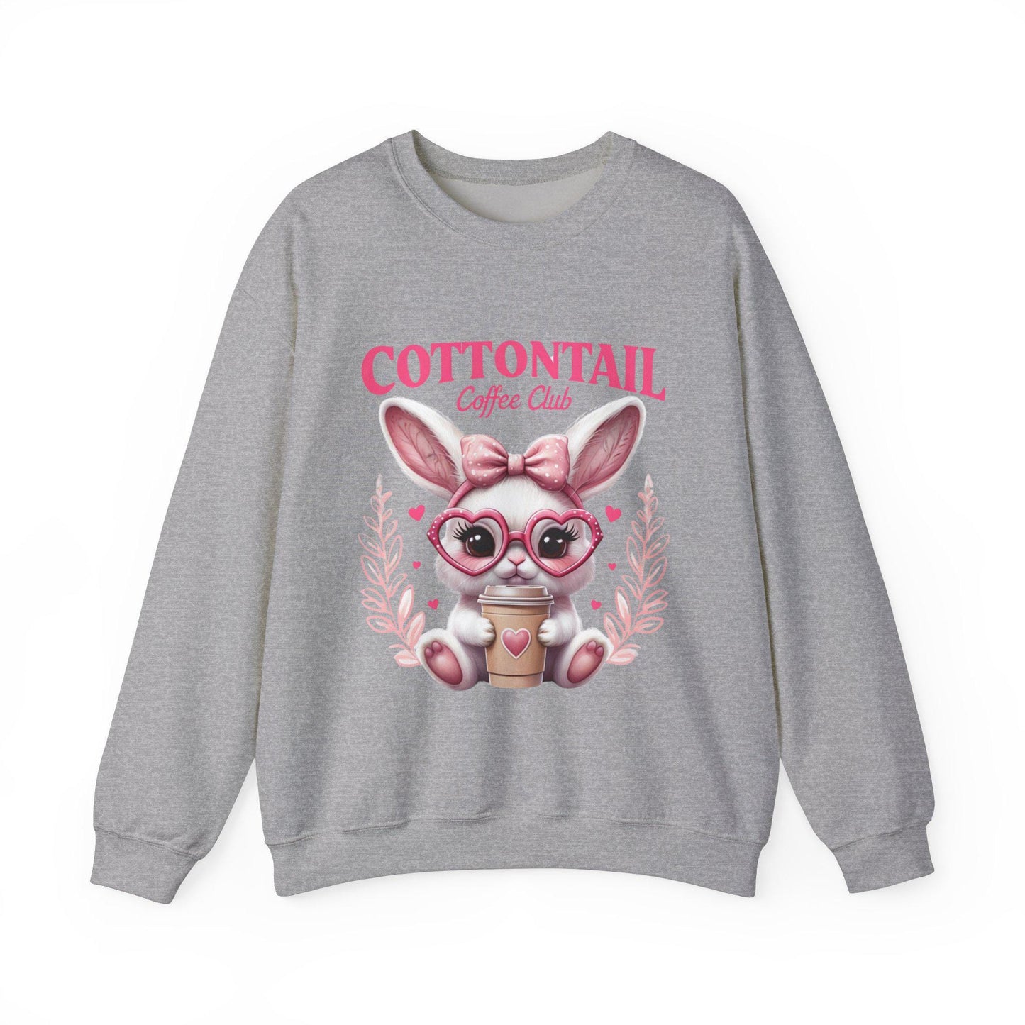 Cute Cottontail Coffee Club Sweatshirt, Easter Apparel, Bunny Lover Gift, Spring Fashion, Cozy Casual Wear, Cute Animal Design