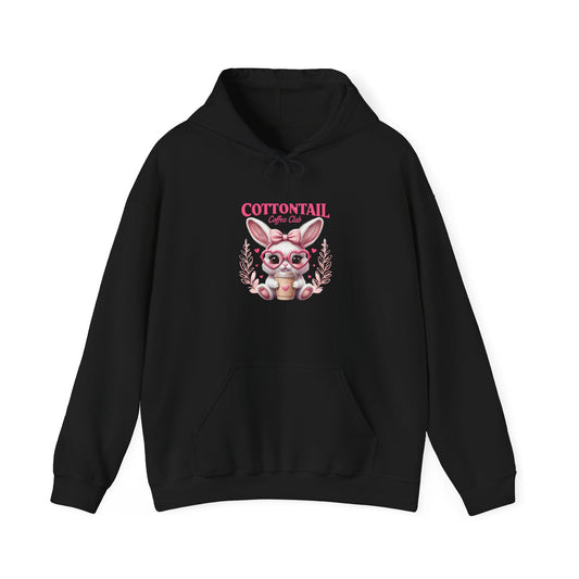 Cottontail Coffee Club Hoodie, Cozy Bunny Sweatshirt for Spring, Easter Gift, Cute Animal Apparel, Unisex Pullover