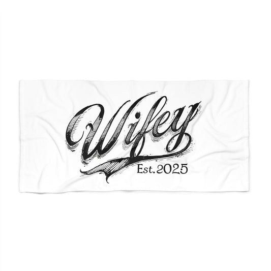 Wifey Est. 2025 Beach Towel, Personalized Beach Blanket, Wedding Gift, Newlywed Gift, Summer Essentials, Beach Accessories