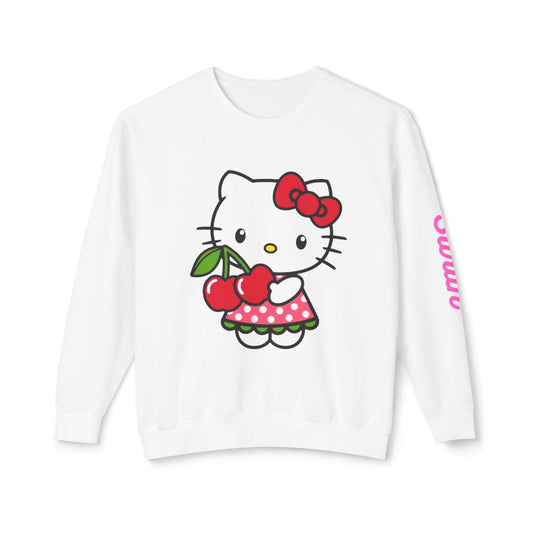 Adorable Hello Kitty Crewneck Sweatshirt, Cute Sweatshirt for Kids, Perfect Gift for Birthdays, Cozy Lounge Wear, Cherry Print