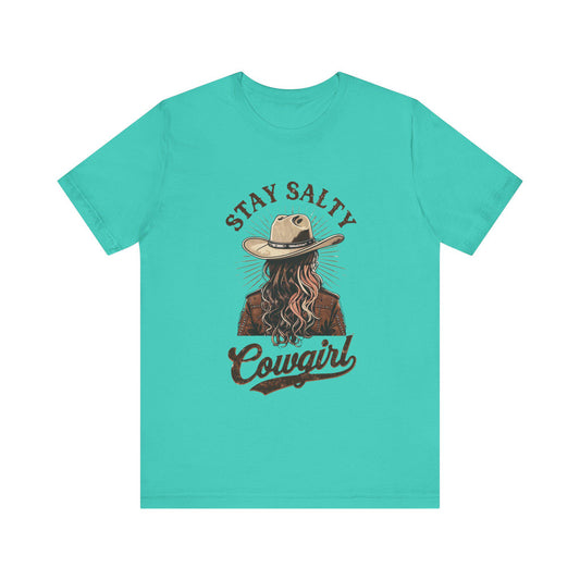Stay Salty Cowgirl Tee, Unisex Short Sleeve Shirt, Western Fashion Top, Boho Style T-Shirt, Country Vibe Apparel, Gift for Cowgirls