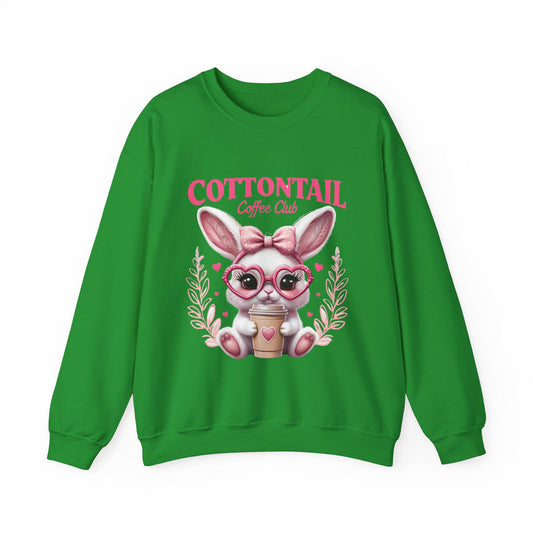 Cute Cottontail Coffee Club Sweatshirt, Easter Apparel, Bunny Lover Gift, Spring Fashion, Cozy Casual Wear, Cute Animal Design